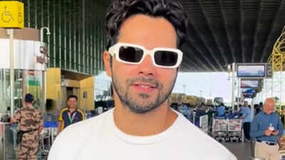 Varun Dhawan’s all-white airport look is unmissable – Watch video | Hindi Movie News