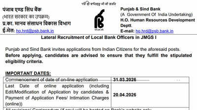 Punjab and Sind Bank LBO recruitment 2026 begins for 1000 vacancies across 17 states; check direct link and notification PDF here