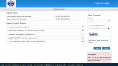 Barc Oces: BARC OCES/DGFS, DDFS 2026 CBT today and tomorrow: Admit card link and key exam details
