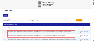 DDA JE Civil and Patwari result 2026 released at dda.gov.in: Direct link to download here