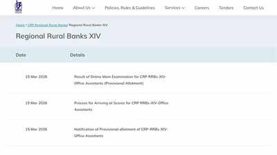 Ibps Crp Rrbs Xiv Result 2026: IBPS RRB clerk mains result 2026 released with provisional allotment details for office assistants at ibps.in; download here