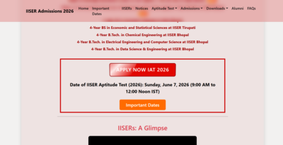 IISER IAT application registration window 2026 underway: Check steps to apply here