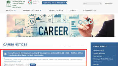 NABARD DA prelims result 2026 released at nabard.org, download merit list PDF here