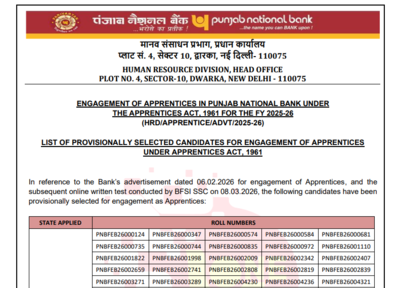PNB Apprentice result 2026 released at pnb.bank.in: Direct link to download list of shortlisted candidates here