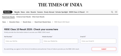 Rbse Class 10 Results: Rajasthan board class 10 result 2026: How to check RBSE scores on TOI portal