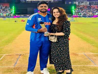 Sanju Samson’s wife Charulatha’s sweet gesture with his Player of the Tournament trophy melts fans’ hearts – Watch | Cricket News
