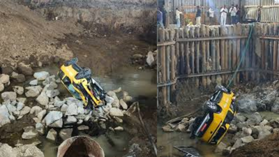 Tata Sierra falls into construction pit: Real-world crash safety tested