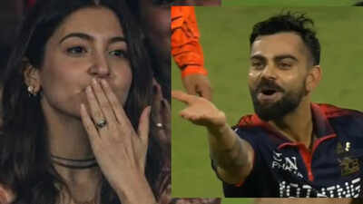 Virat Kohli throws flying kisses at Anushka Sharma after RCB wins, the internet can’t keep calm: ‘Someone tell them they are married’ – VIDEO | Hindi Movie News