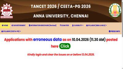 Anna University extends registration deadline for TANCET, CEETA-PG 2026: Direct link to apply here