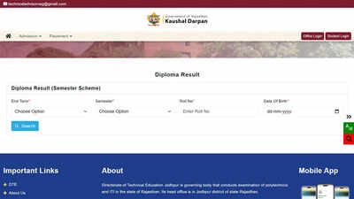 Bter Result 2026: BTER declares diploma engineering third semester result out at techedu.rajasthan.gov.in for November 2025 session