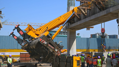 Crane topples at Mumbai’s BKC metro site during beam installation; workers injured, traffic disrupted | Mumbai News