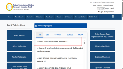 GUJCET 2026 answer key released at gseb.org: Check direct link, steps to raise objections here