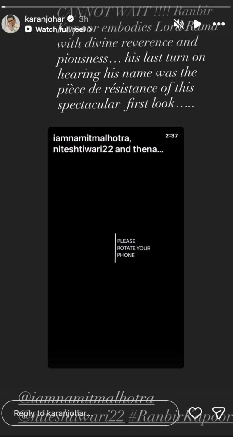 ‘Ramayana’ teaser out: Karan Johar calls Ranbir Kapoor ‘spectacular’ as Lord Rama, Hrithik Roshan says ‘insane’ |