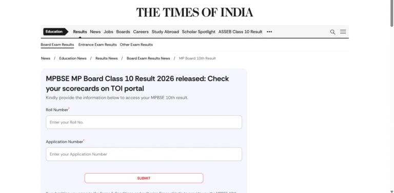 MP Board result 2026 released: Official MPBSE website crashes; direct link to check Class 10, 12 scores on TOI portal