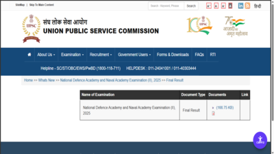 UPSC NDA 2 final result 2025 released at upsc.gov.in; 742 candidates qualify: Direct link to download merit list here