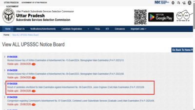 UPSSSC JE result 2026 released at upsssc.gov.in: Direct link to download scorecards here