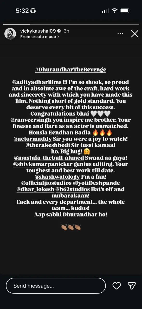 Vicky Kaushal reviews ‘URI’ director Aditya Dhar’s ‘Dhurandhar: The Revenge’, calls Ranveer Singh’s finesse and flair ‘unmatched’ | Hindi Movie News